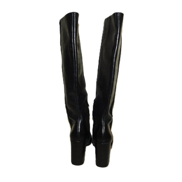 Chelsea & Violet Tall Leather & Suede Boots Size 8 Croc Embossed - Picture 8 of 16